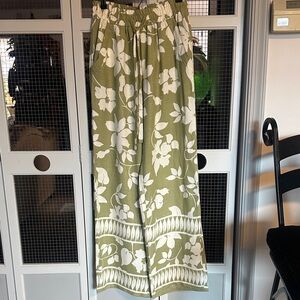 Sienna Sky Olive Green Floral Pull-On Pants